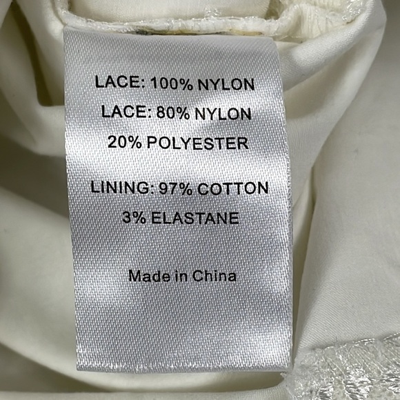 NWOT Sau Square Neck Long Lace Sleeve White Sheath Dress Textured Bridal Sz 8 - Picture 14 of 14